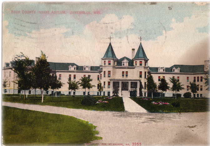 Insane post card Janesville WI